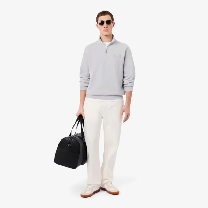 High Neck Embossed Zipped Sweatshirt