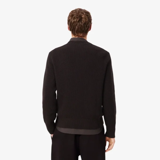 Pearl Rib Knit Badge Accent Sweater
