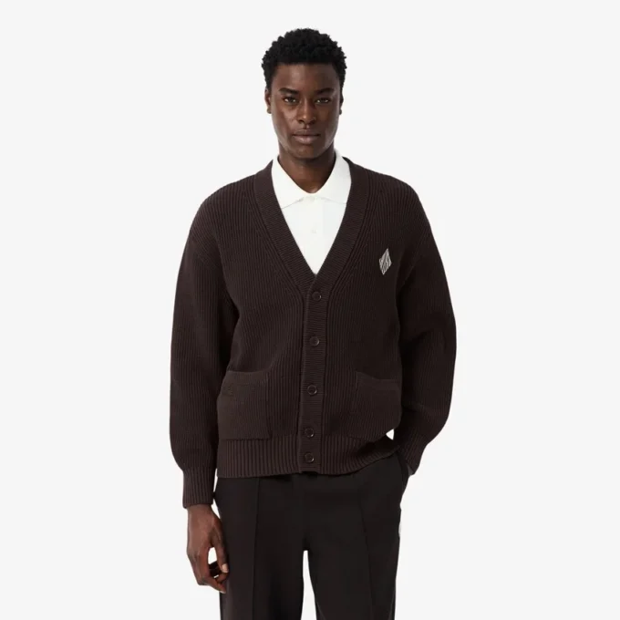Relaxed Fit Ribbed Cotton Cardigan