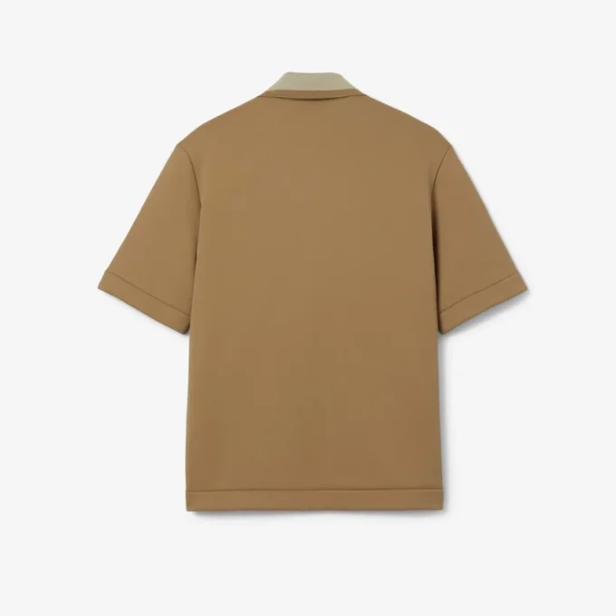 Runway Badge Accent Oversized Satin Polo Shirt