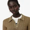 Runway Cable Knit Polo Collar Sweater