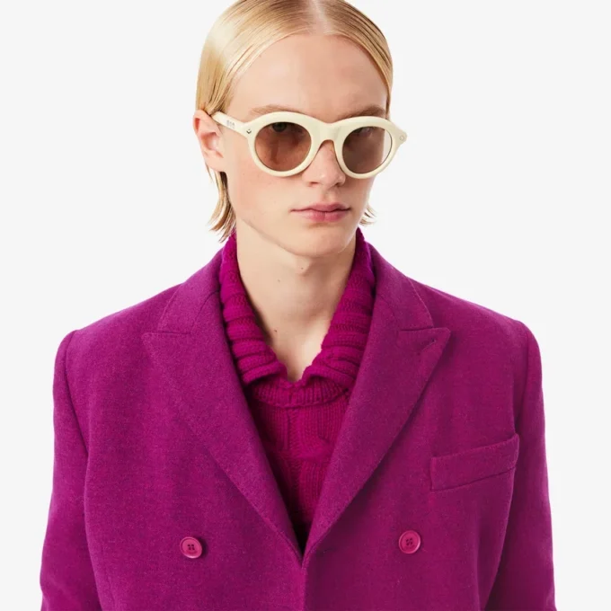 Runway Double Breasted Marbled Wool Blazer