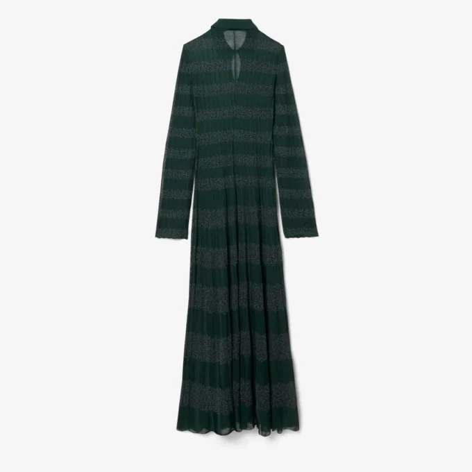 Runway Polo Collar Pointelle Maxi Dress