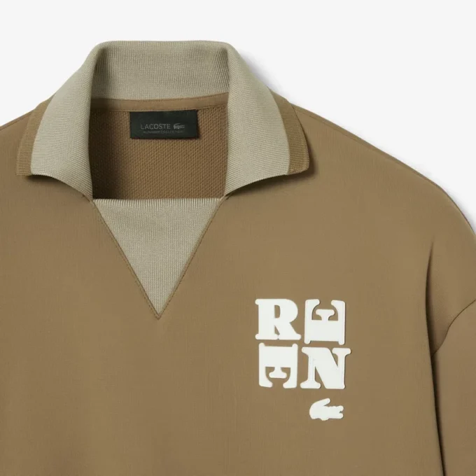 Runway Polo Shirt Collar Badge Accent Sweatshirt